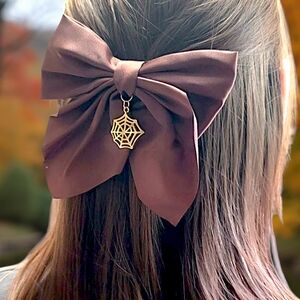 Satin Bow with Spider Web Charm